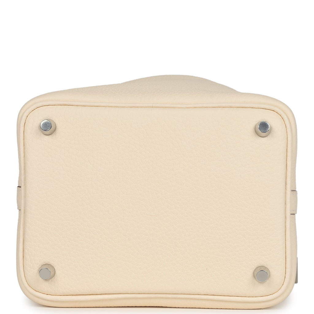Hermes Picotin Lock 18 Nata Clemence and Jaune Citron Ostrich Touch Palladium Hardware