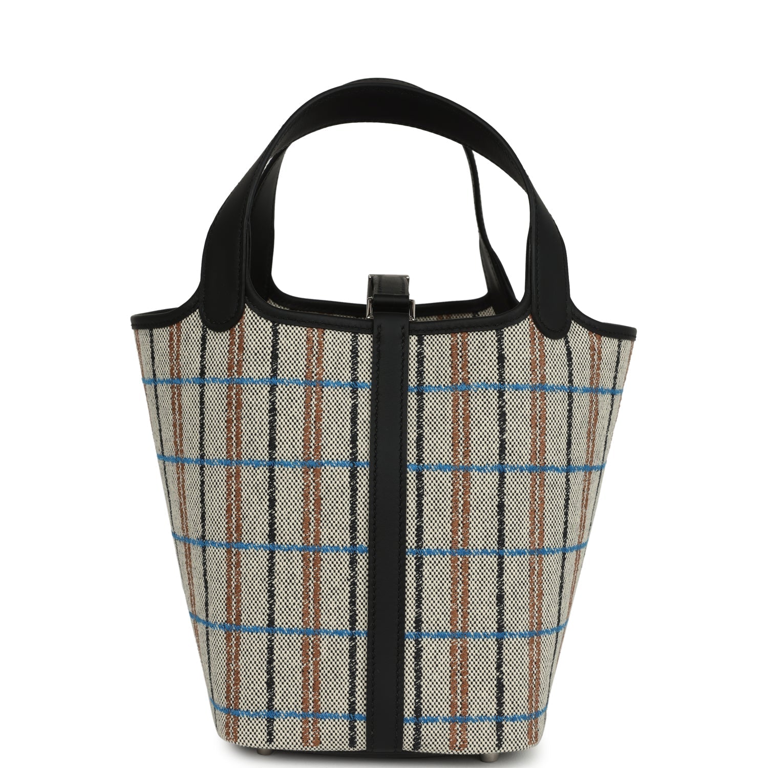 Hermes Picotin Lock 18 Black Swift and Ecru, Bleu, Black and Fauve Toile H Canvas Palladium Hardware