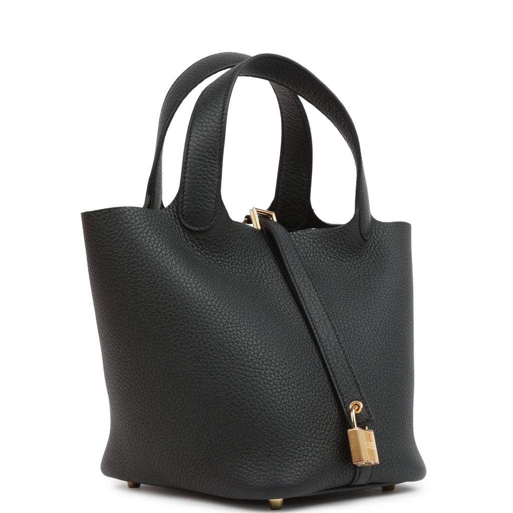 Hermes Picotin Lock 18 Black Clemence Gold Hardware