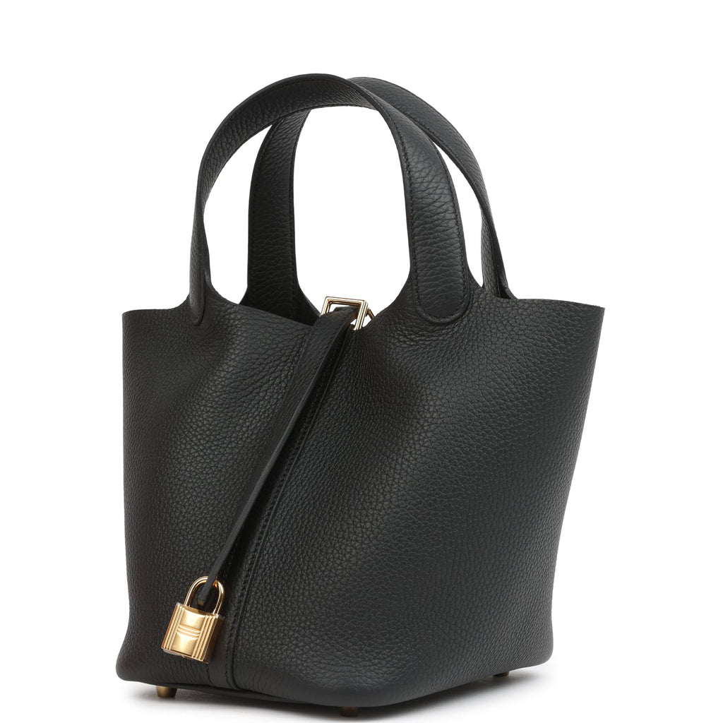 Hermes Picotin Lock 18 Black Clemence Gold Hardware
