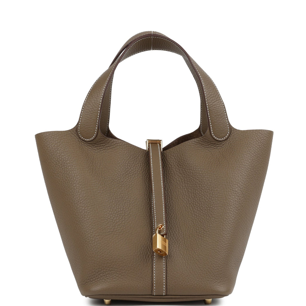 Hermes Picotin Lock 22 Etoupe Clemence Gold Hardware