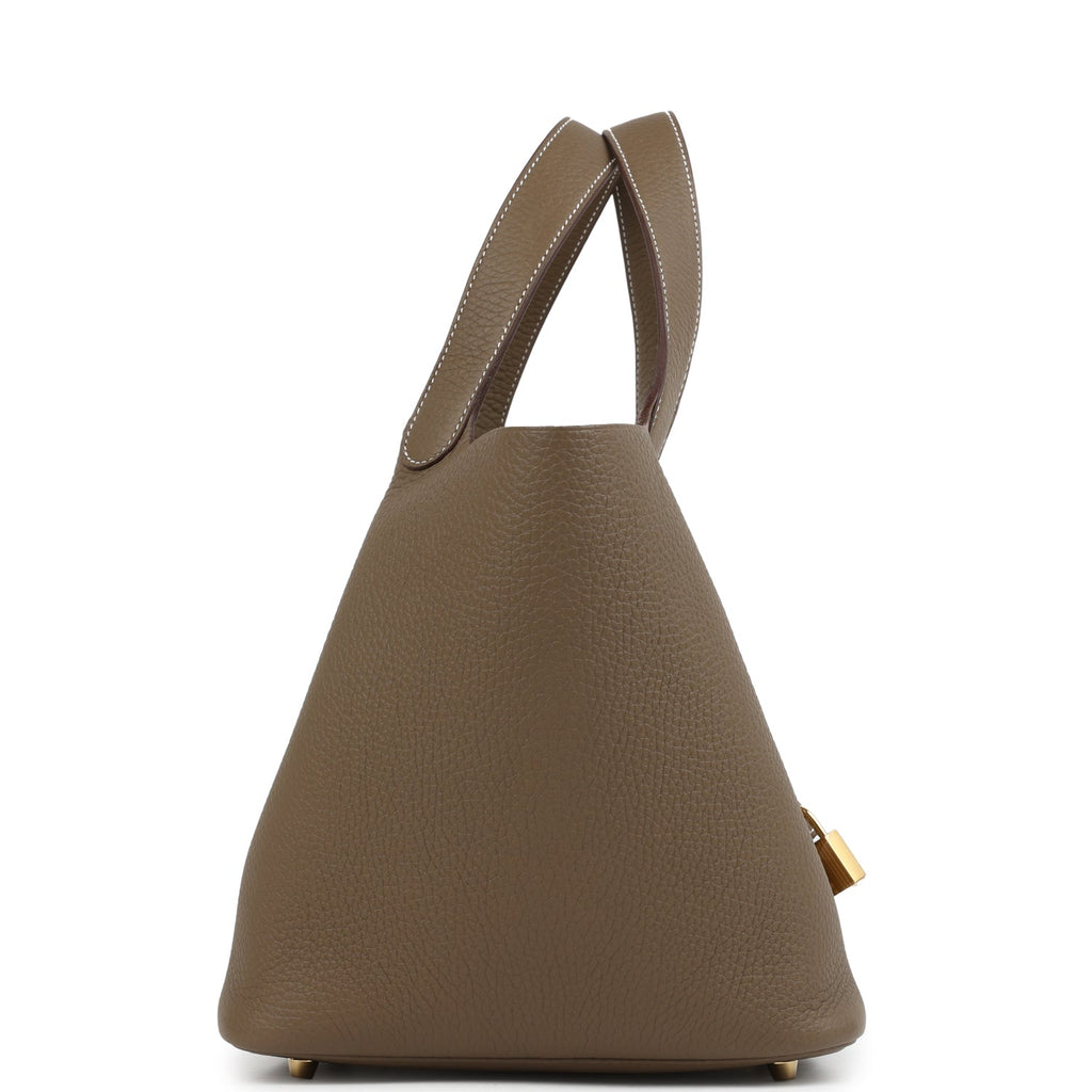 Hermes Picotin Lock 22 Etoupe Clemence Gold Hardware