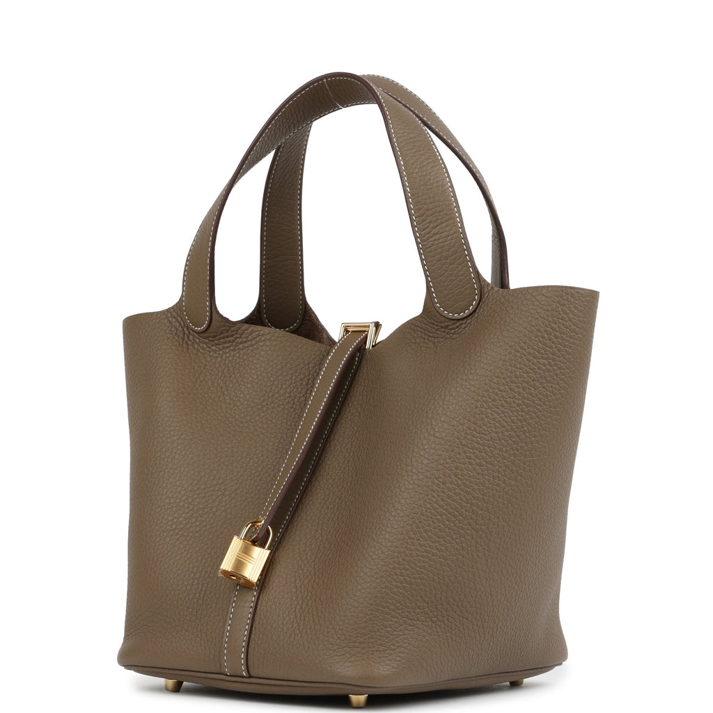 Hermes Picotin Lock 22 Etoupe Clemence Gold Hardware