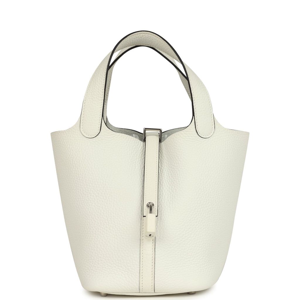 Hermes Picotin Lock 18 New White Clemence Palladium Hardware