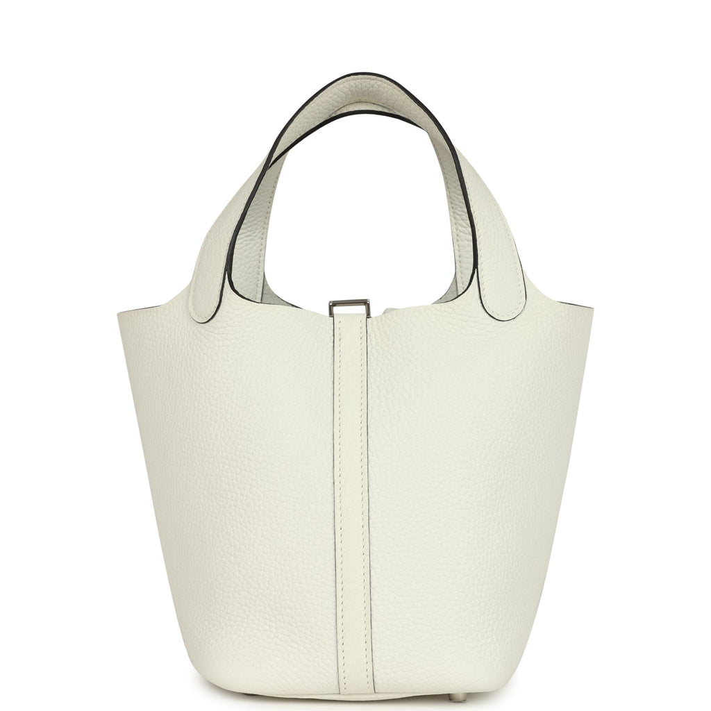 Hermes Picotin Lock 18 New White Clemence Palladium Hardware