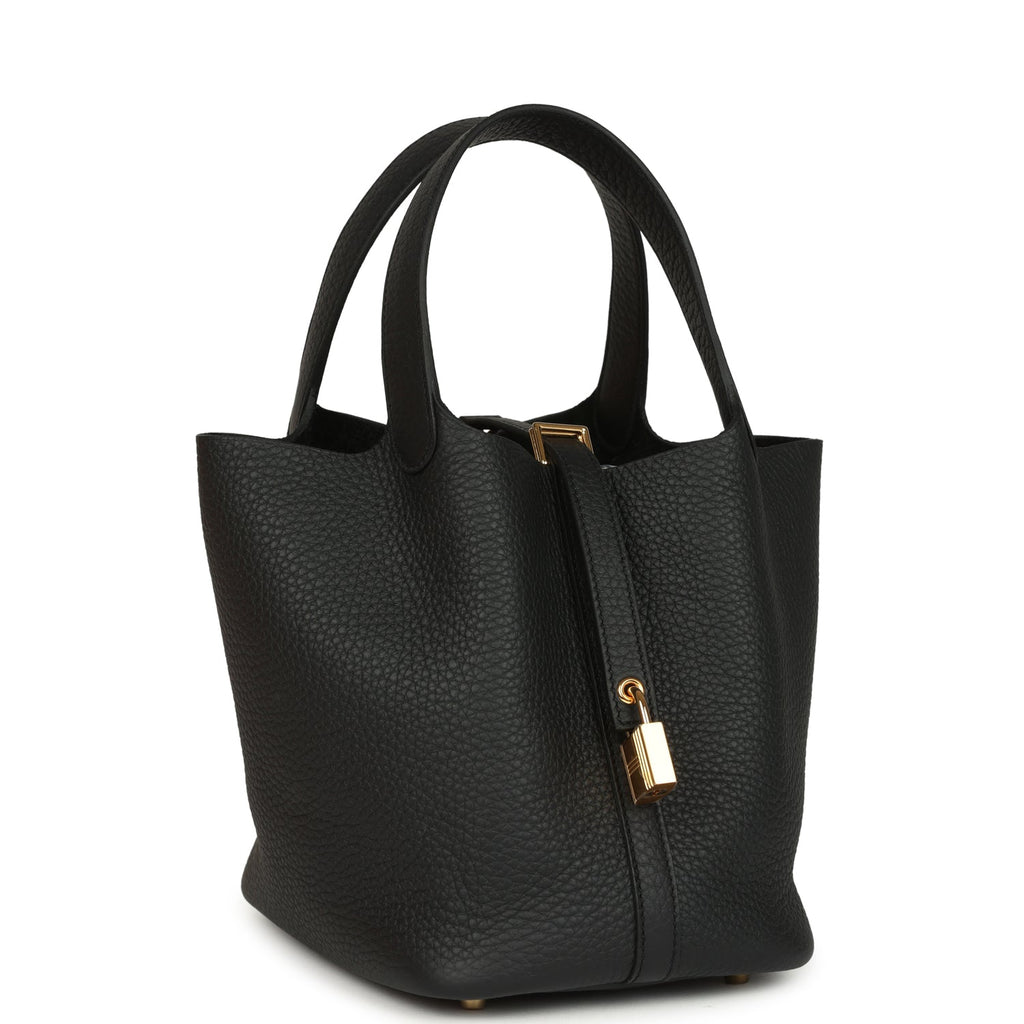 Hermes Picotin Lock 18 Black Clemence Gold Hardware
