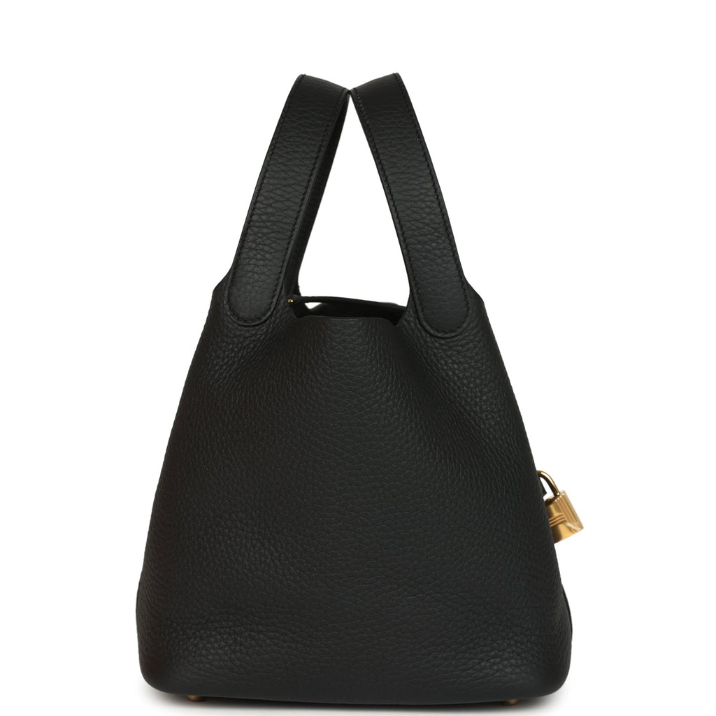 Hermes Picotin Lock 18 Black Clemence Gold Hardware