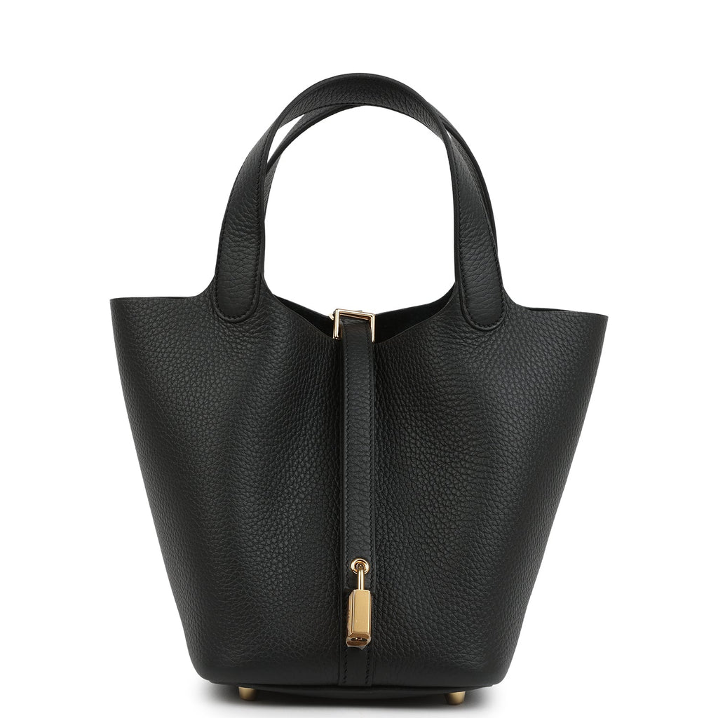 Hermes Picotin Lock 18 Black Clemence Gold Hardware