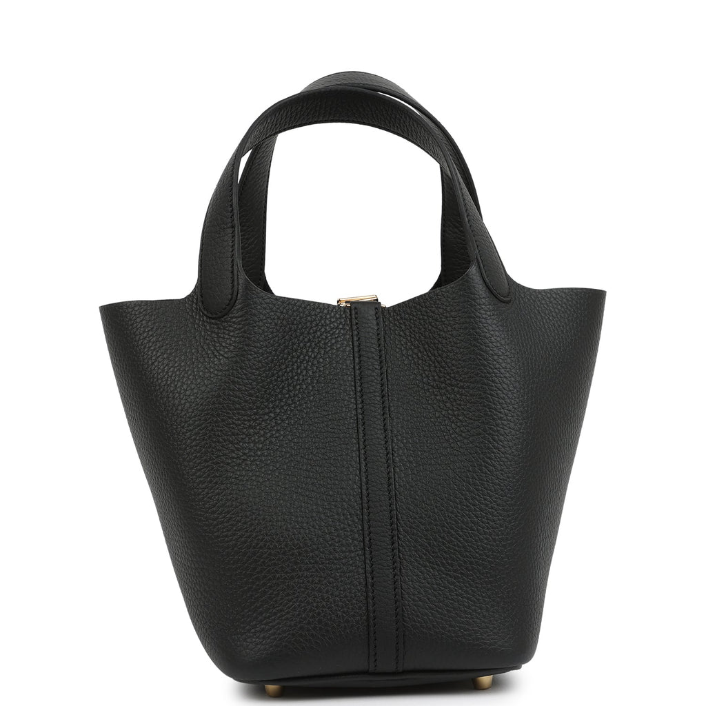 Hermes Picotin Lock 18 Black Clemence Gold Hardware