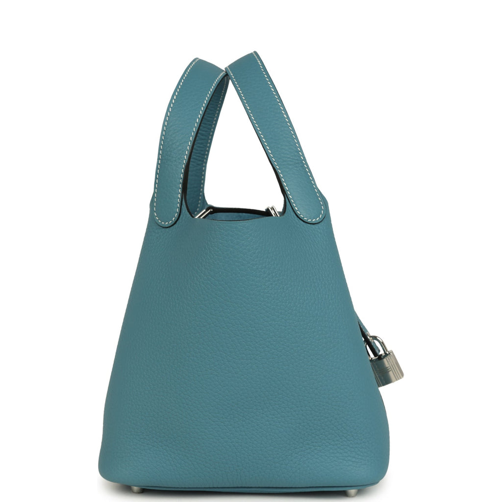 Hermes Picotin Lock 18 Blue Jean Clemence Palladium Hardware