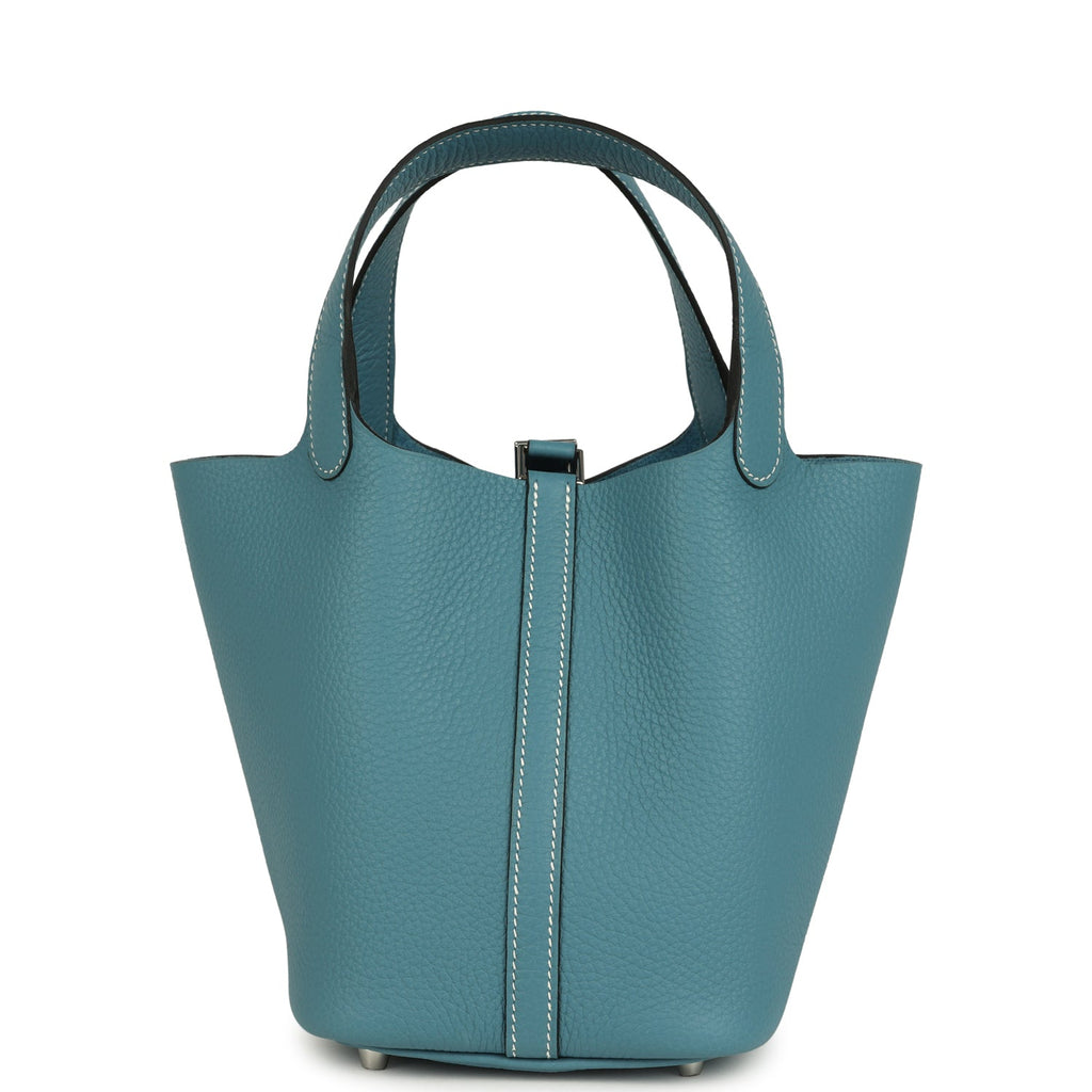 Hermes Picotin Lock 18 Blue Jean Clemence Palladium Hardware