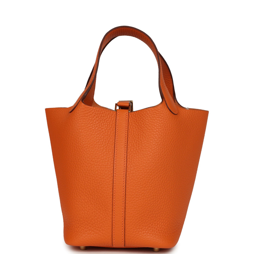 Hermes Picotin Lock 18 Orange Clemence Gold Hardware