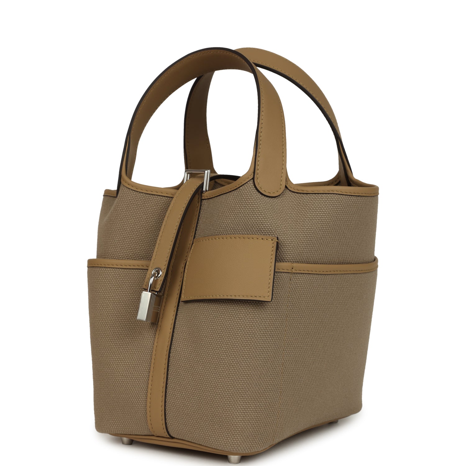 Hermes Picotin Cargo 18 Beiga Marfa Toile Canvas and Poussiere Swift Palladium Hardware