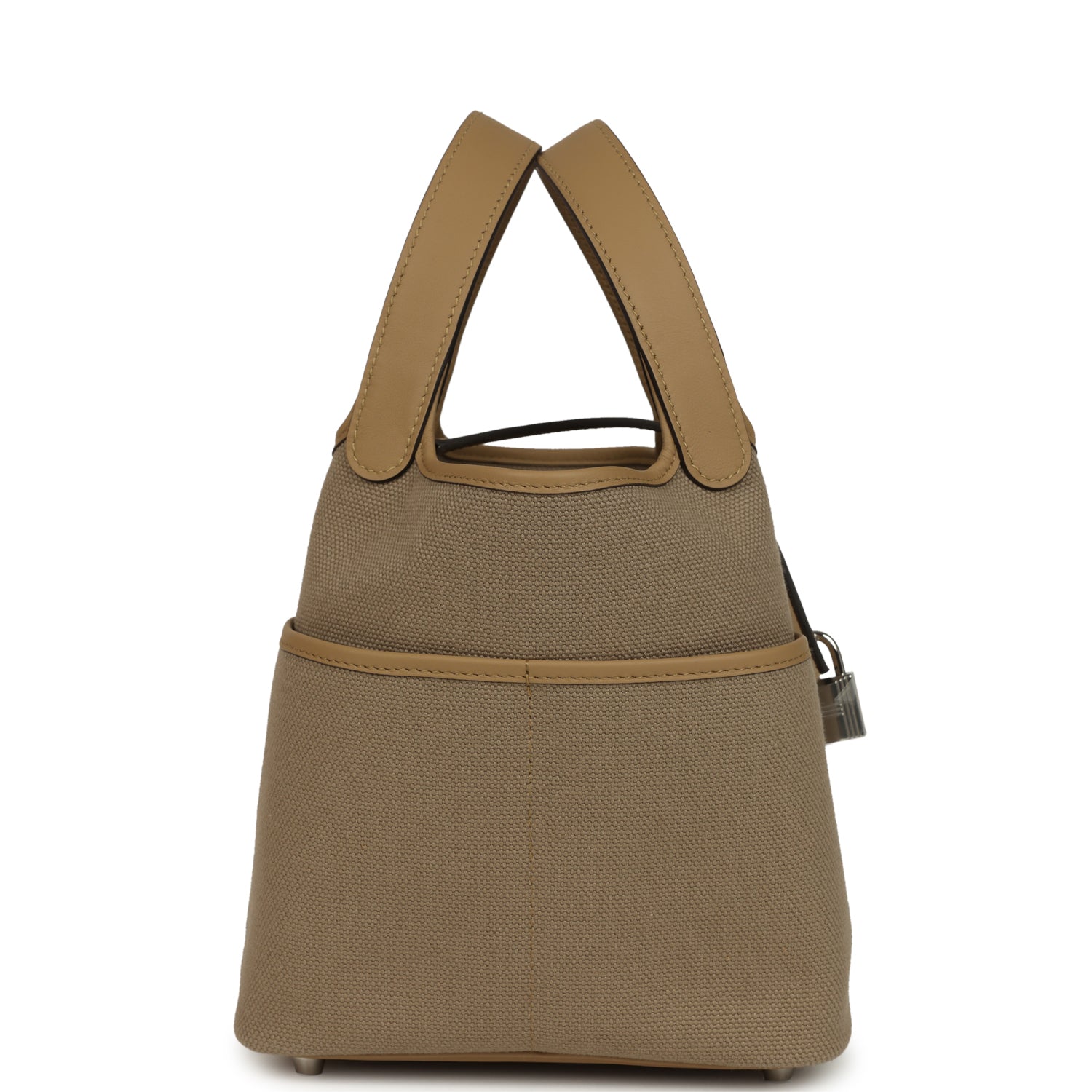 Hermes Picotin Cargo 18 Beiga Marfa Toile Canvas and Poussiere Swift Palladium Hardware