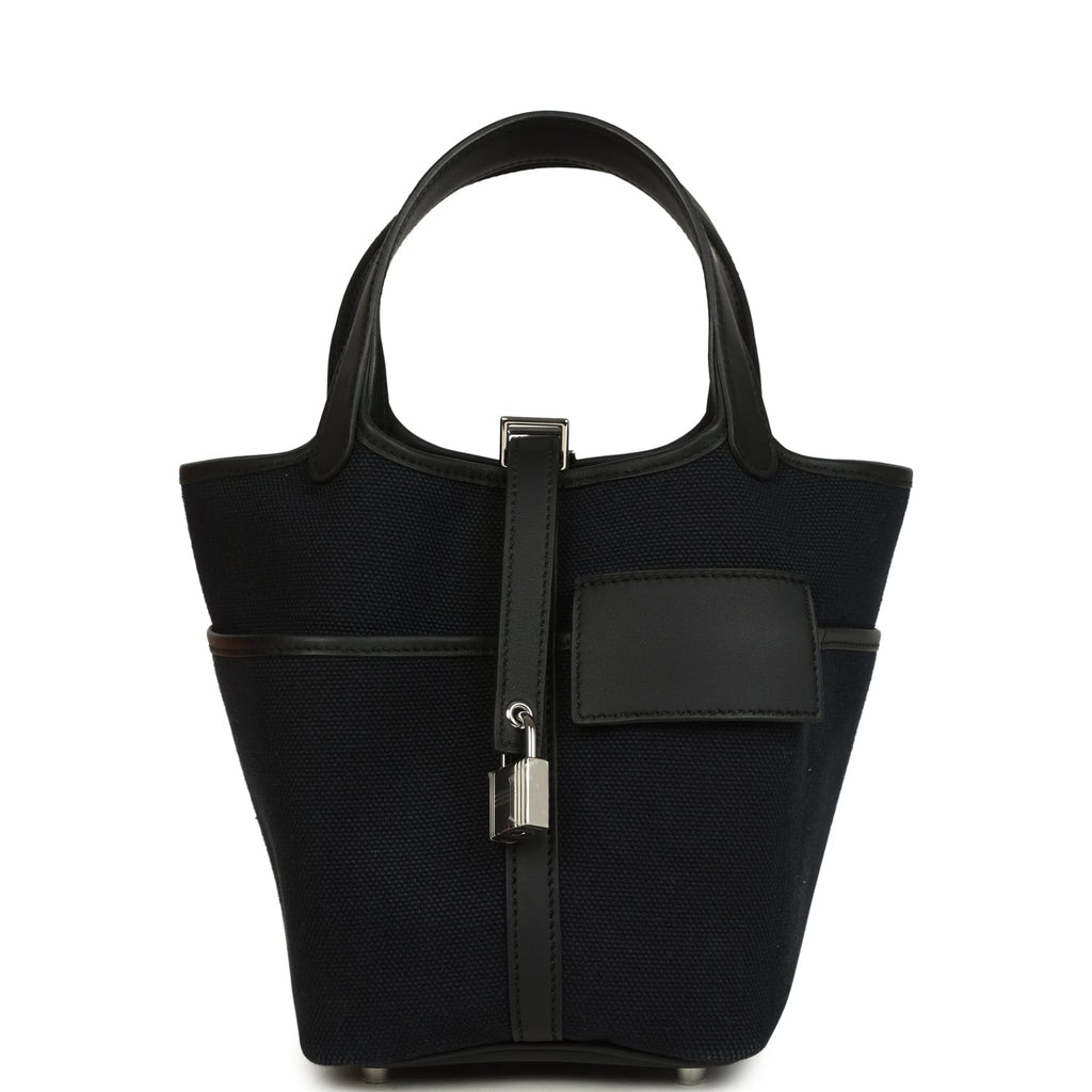 Hermes Picotin Cargo 18 Black Toile Goeland and Swift Palladium Hardware