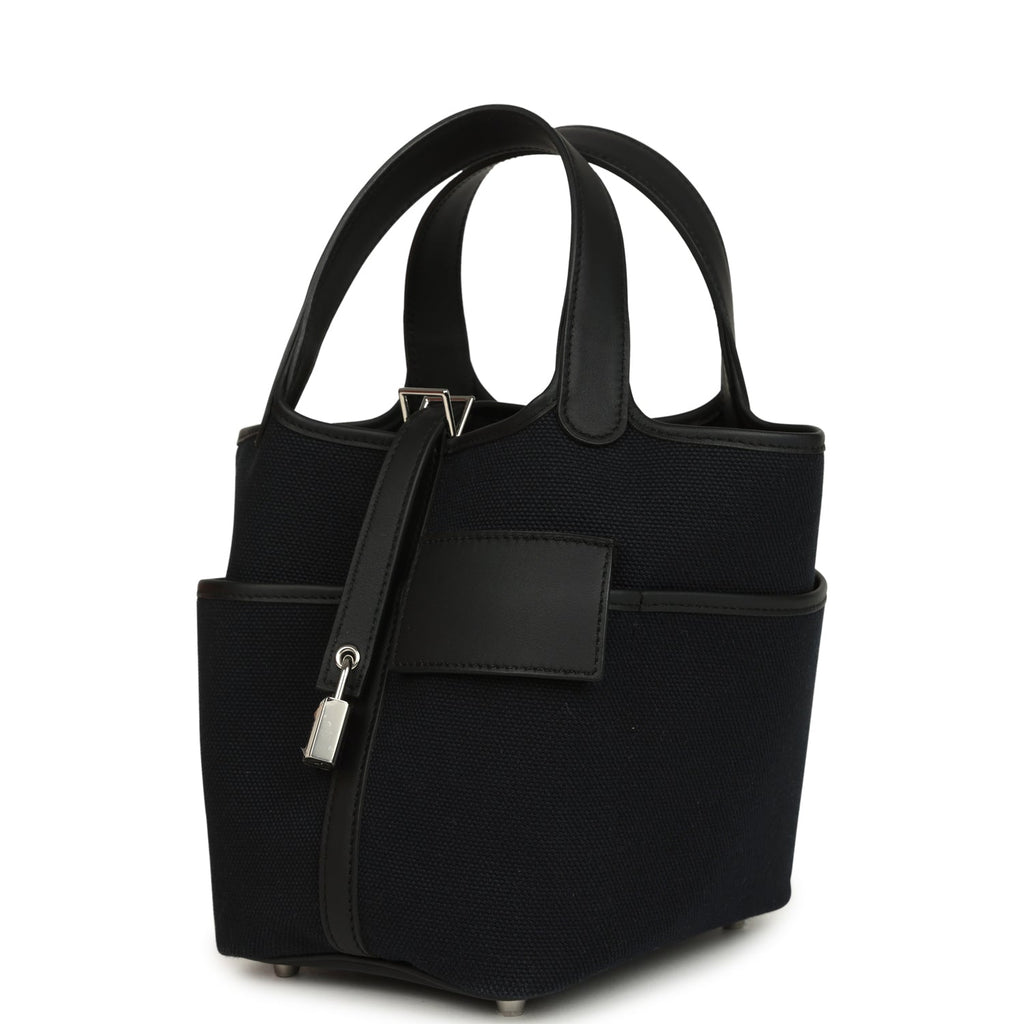 Hermes Picotin Cargo 18 Black Toile Goeland and Swift Palladium Hardware