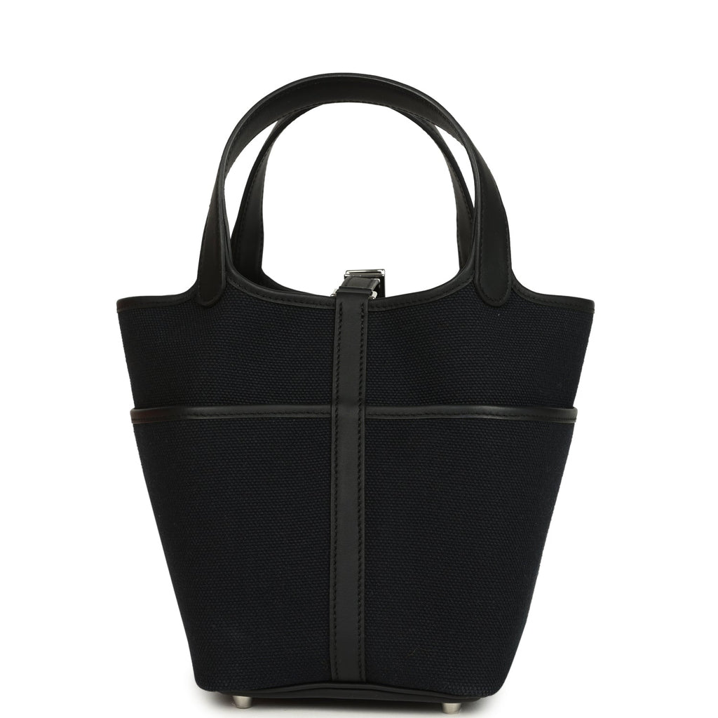 Hermes Picotin Cargo 18 Black Toile Goeland and Swift Palladium Hardware