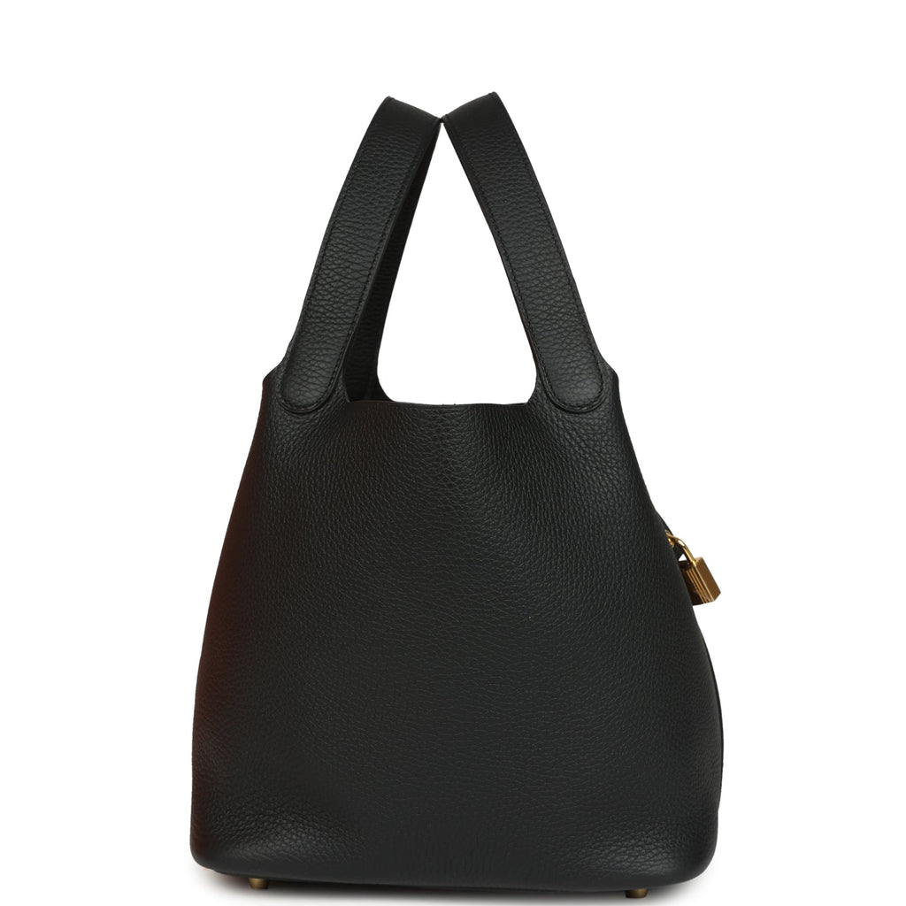 Hermes Picotin Lock 22 Black Clemence Gold Hardware