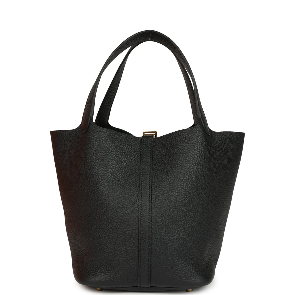 Hermes Picotin Lock 22 Black Clemence Gold Hardware