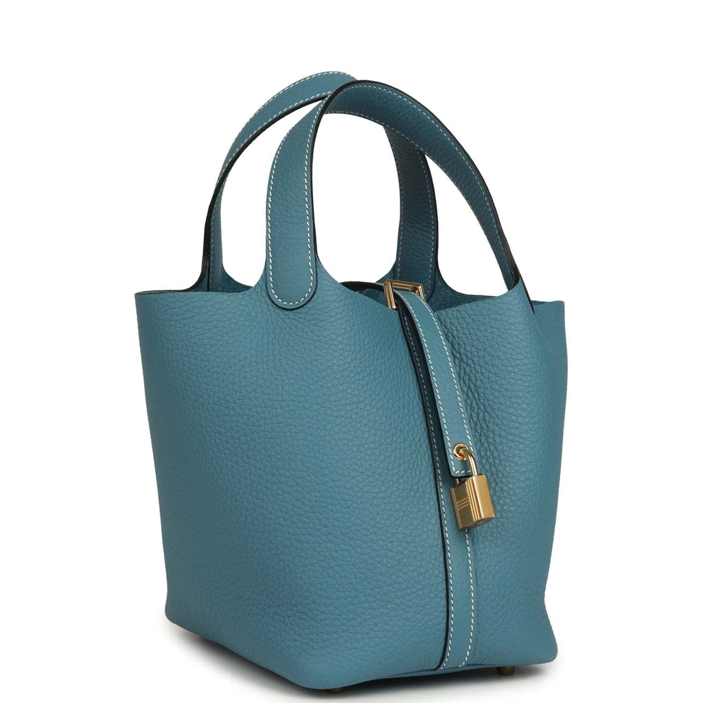 Hermes Picotin Lock 18 Blue Jean Clemence Gold Hardware
