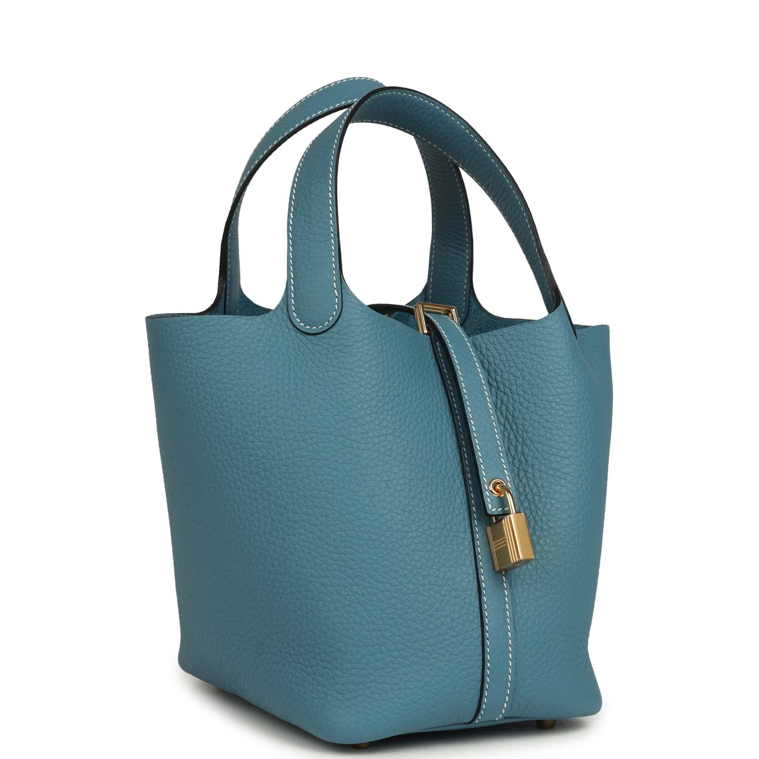Hermes Picotin Lock 18 Blue Jean Clemence Gold Hardware
