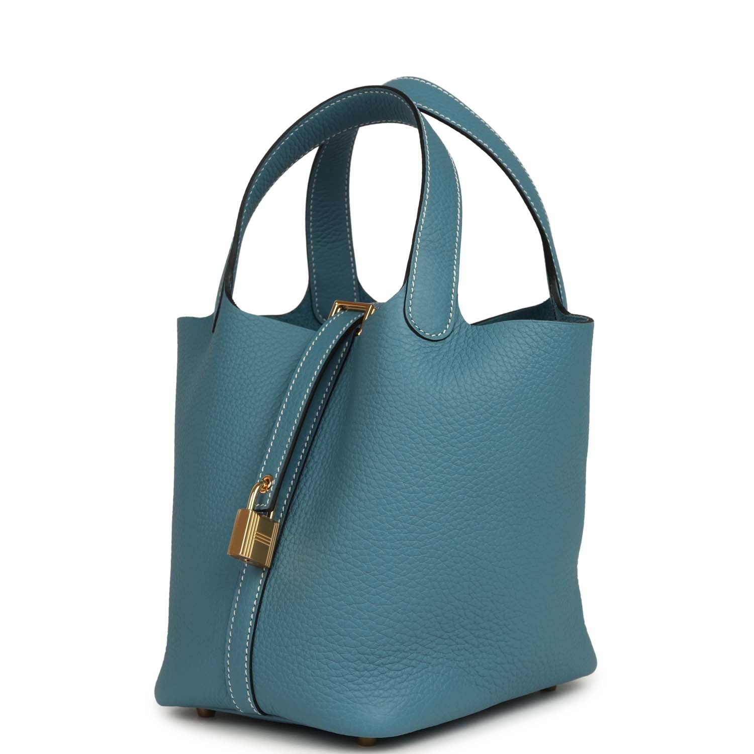 Hermes Picotin Lock 18 Blue Jean Clemence Gold Hardware