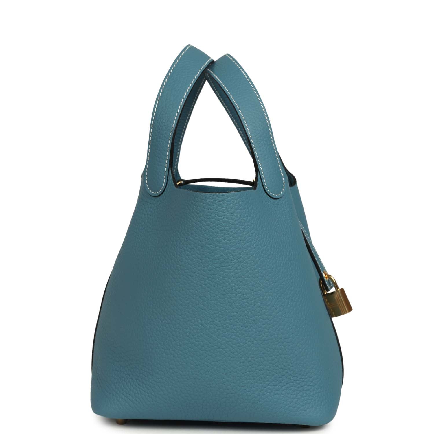 Hermes Picotin Lock 18 Blue Jean Clemence Gold Hardware