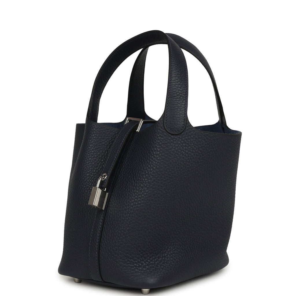 Hermes Picotin Lock 18 Bleu Nuit Clemence Palladium Hardware