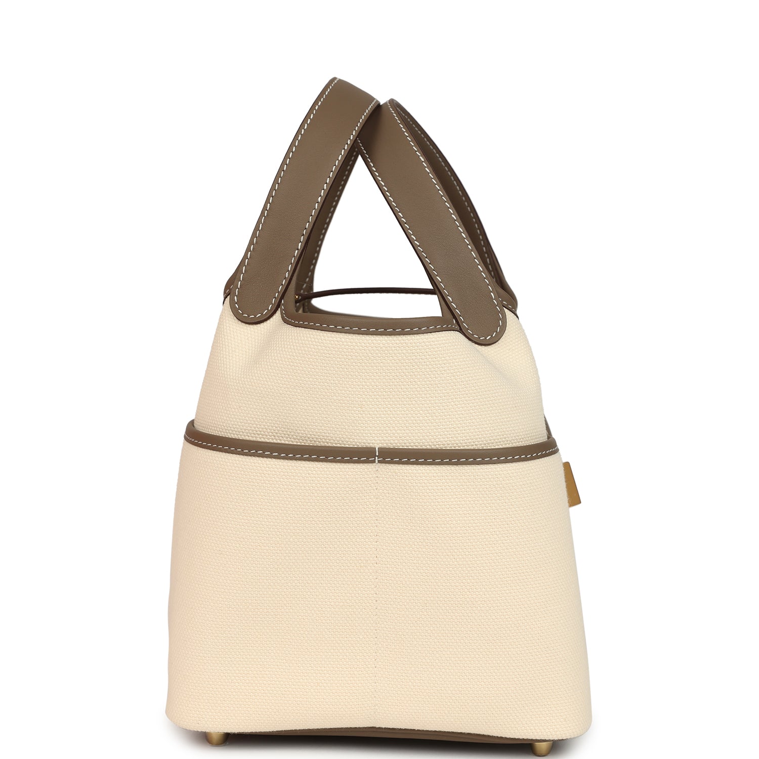 Hermes Picotin Cargo 18 Ecru Toile Canvas and Etoupe Swift Gold Hardware
