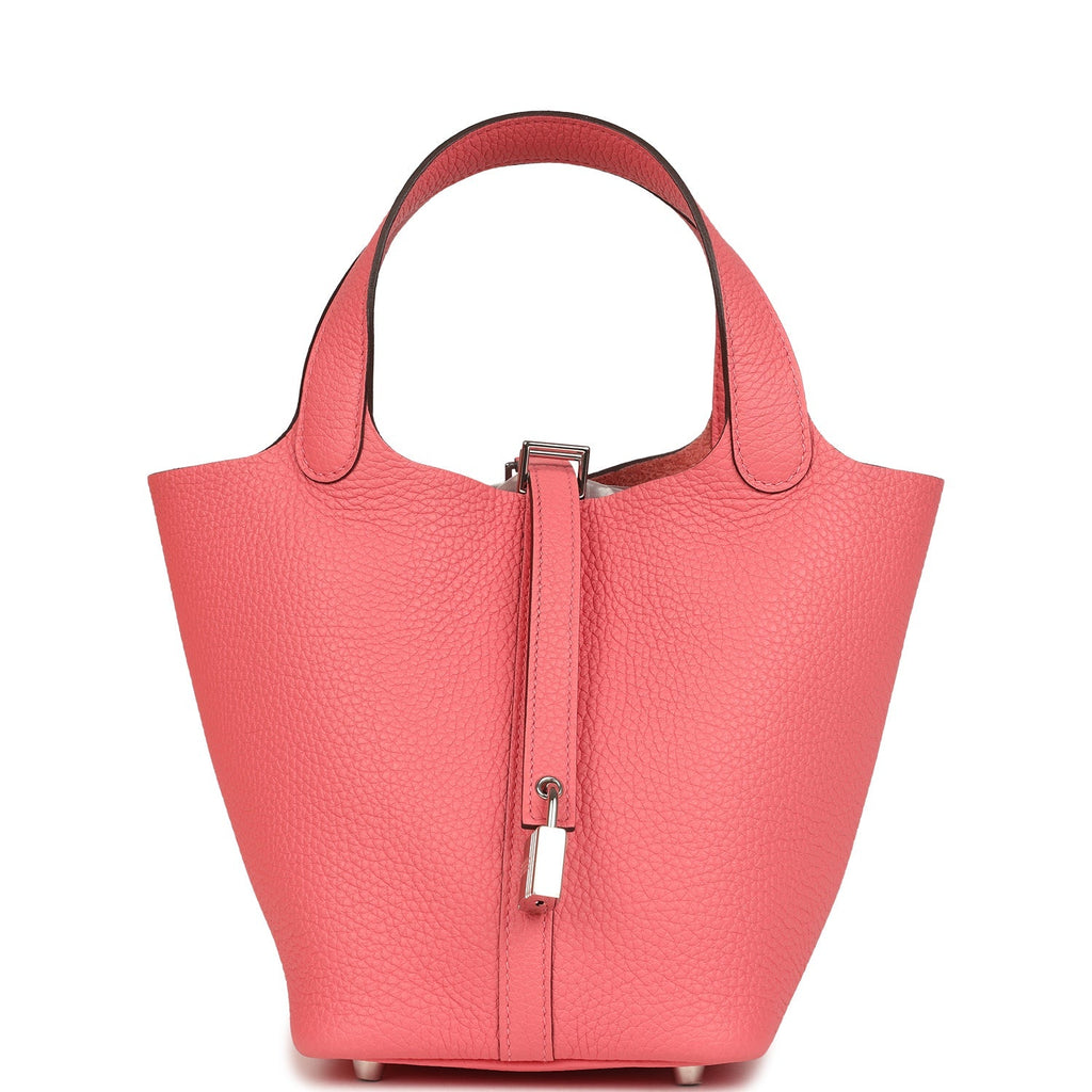 Hermes Picotin Lock 18 Rose Azalee Clemence Palladium Hardware