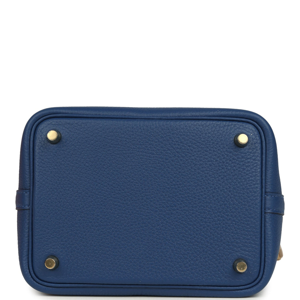 Hermes Picotin Lock 18 Bleu Tie Clemence Gold Hardware