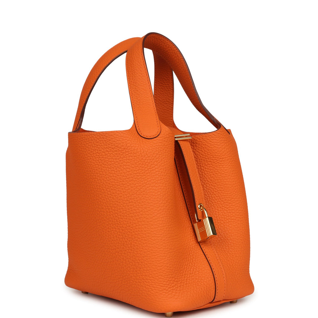 New Hermes Picotin Lock 18 Orange Clemence Gold Hardware