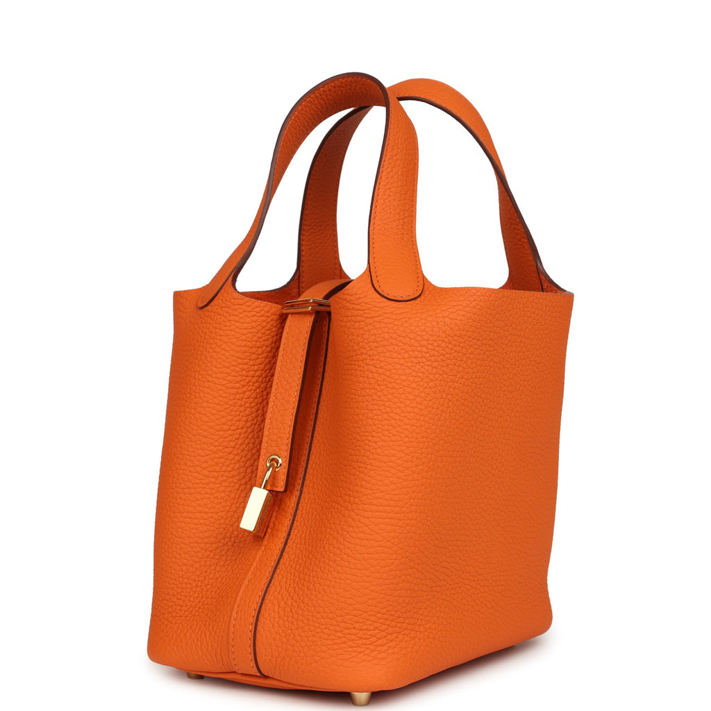New Hermes Picotin Lock 18 Orange Clemence Gold Hardware