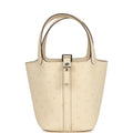 Hermes Micro Picotin Lock 14 Nata Ostrich Palladium Hardware