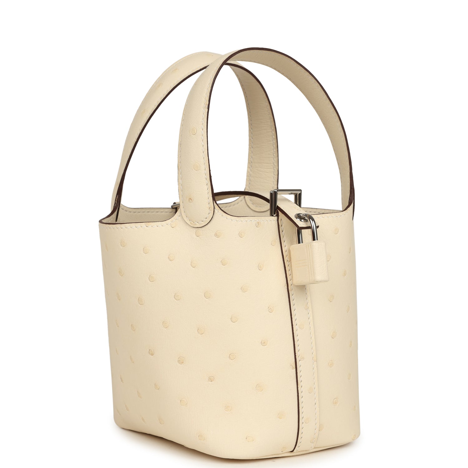 Hermes Micro Picotin Lock 14 Nata Ostrich Palladium Hardware