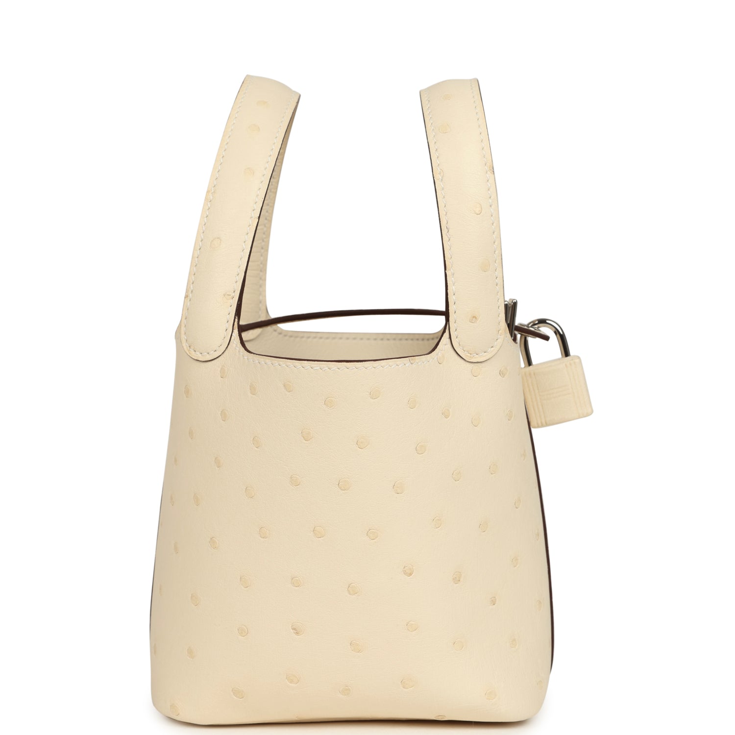 Hermes Micro Picotin Lock 14 Nata Ostrich Palladium Hardware
