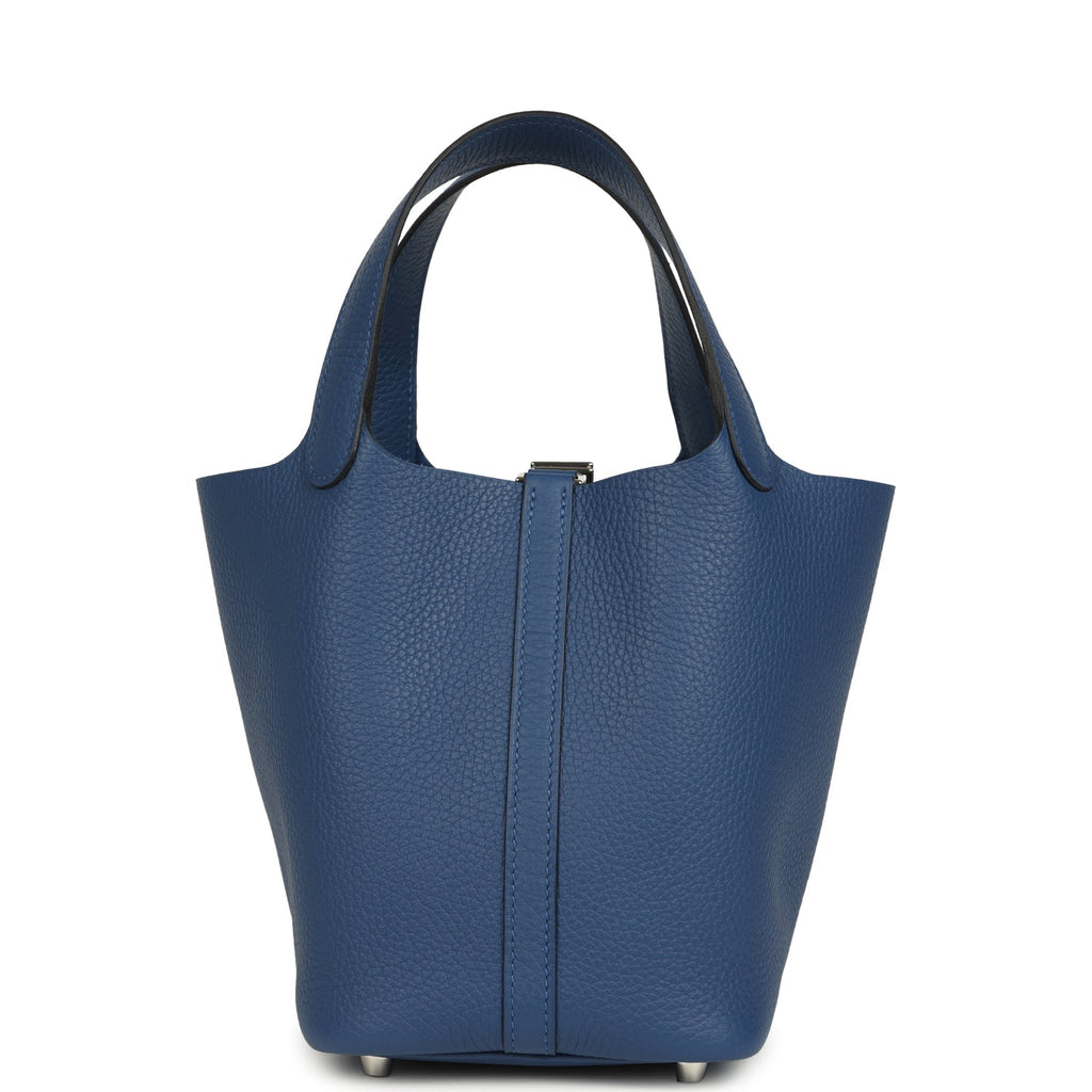 Hermes Picotin Lock 18 Bleu Tie Clemence Palladium Hardware