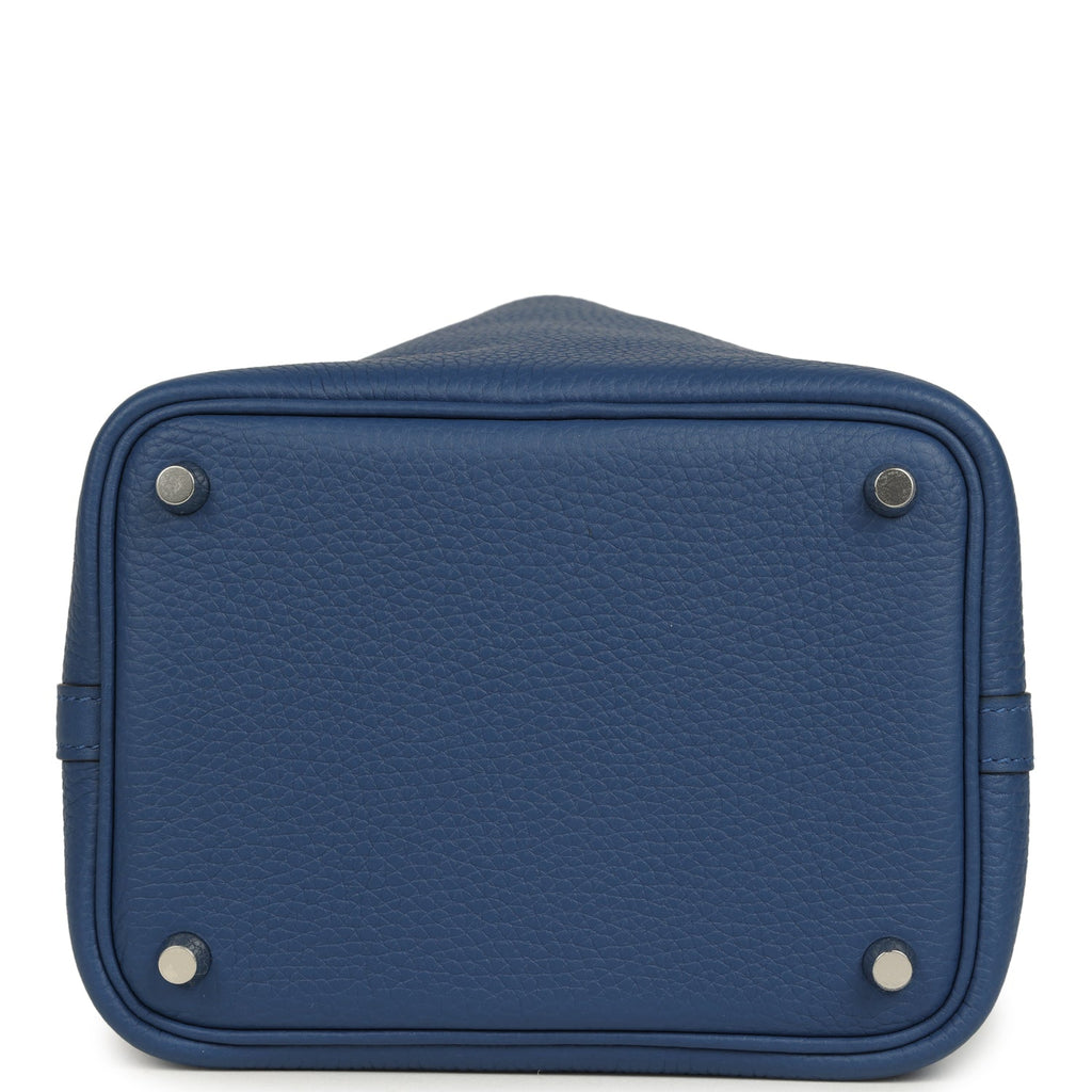 Hermes Picotin Lock 18 Bleu Tie Clemence Palladium Hardware