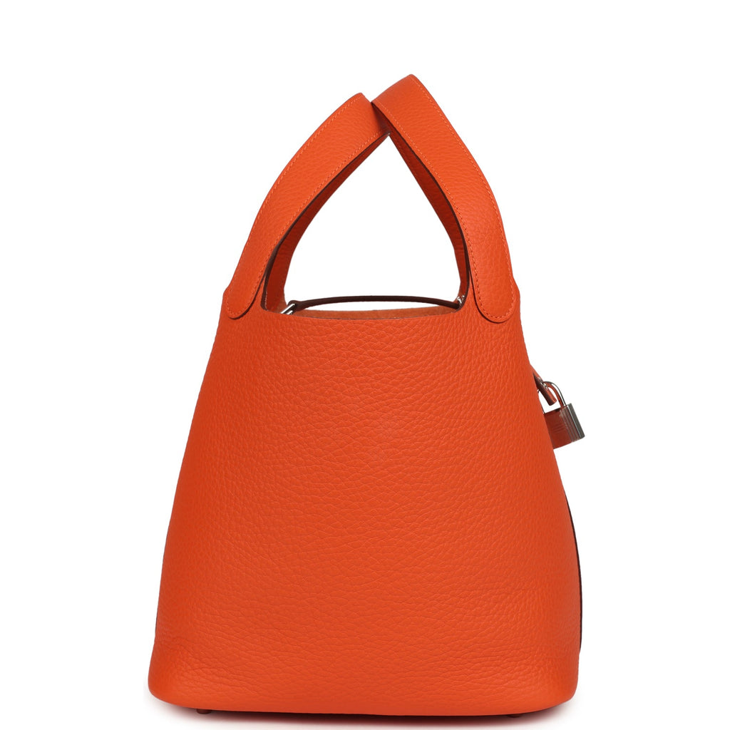 Hermes Picotin Lock 22 Tangerine Clemence Palladium Hardware