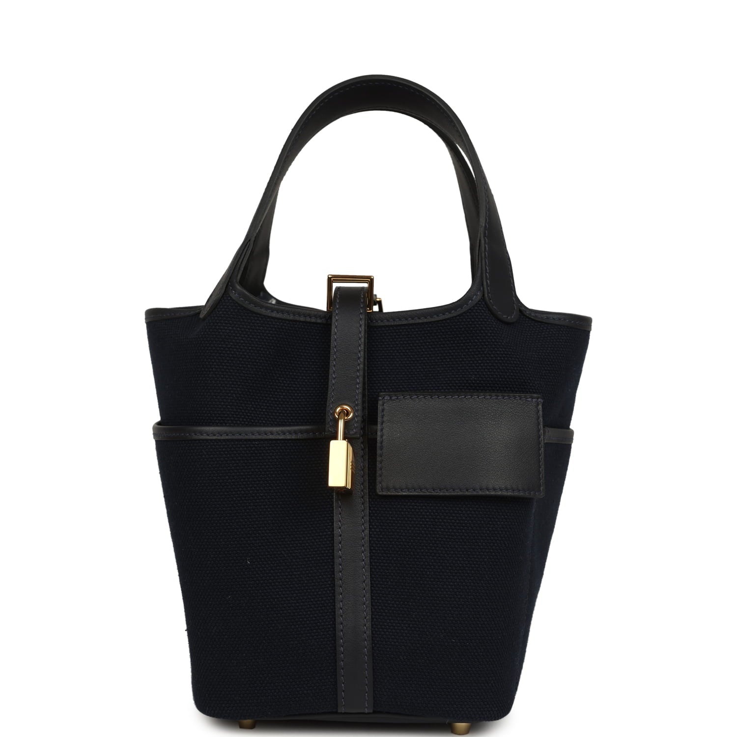 Hermes Picotin Cargo 18 Bleu Marine Swift and Toile Canvas Gold Hardware