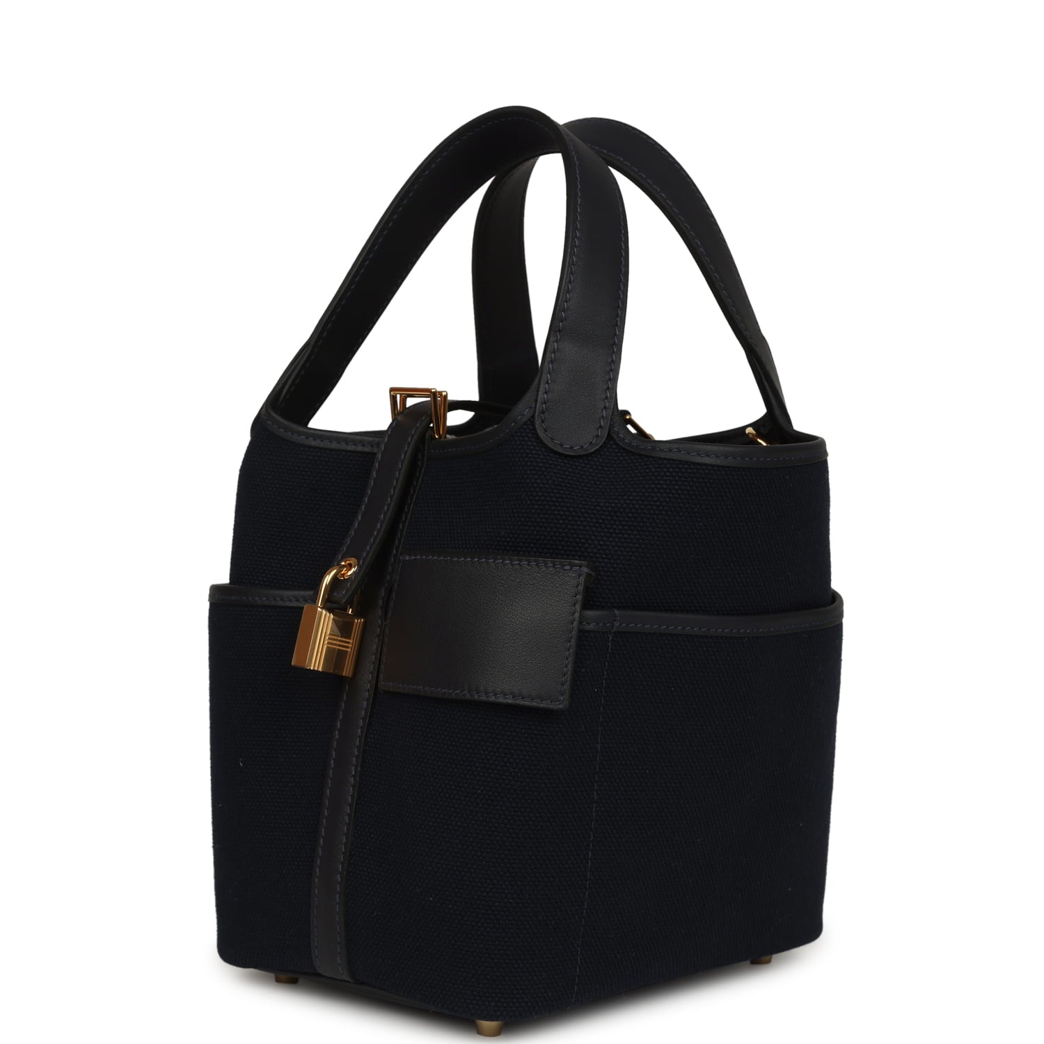 Hermes Picotin Cargo 18 Bleu Marine Swift and Toile Canvas Gold Hardware