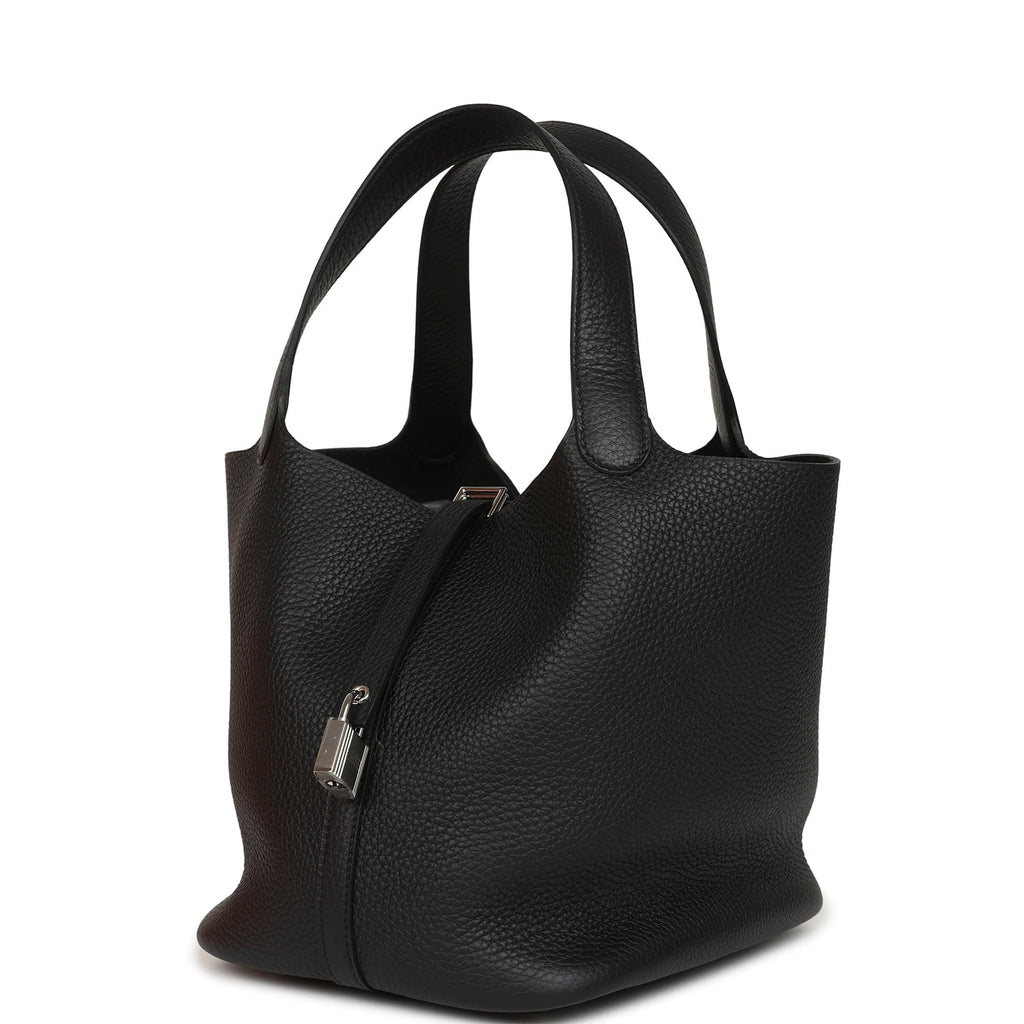 Hermes Picotin Lock 22 Black Clemence Palladium Hardware