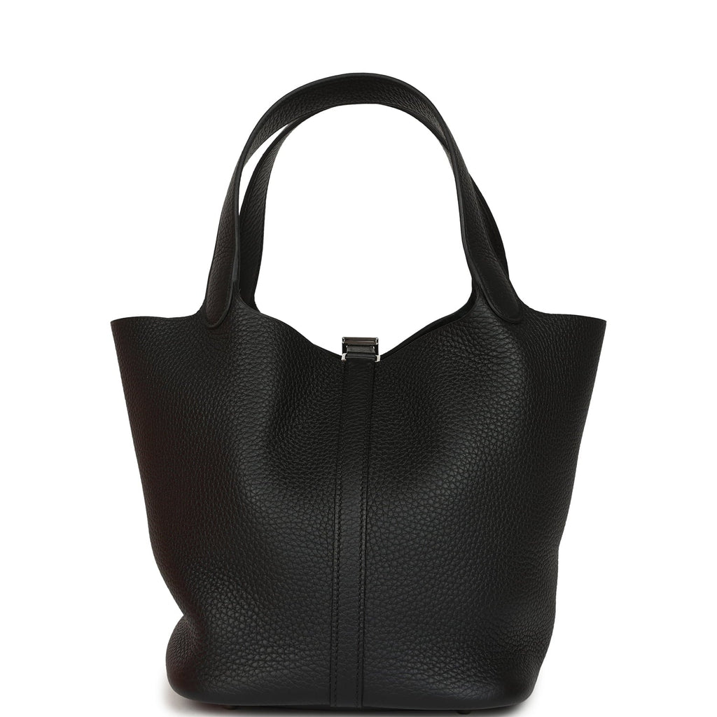 Hermes Picotin Lock 22 Black Clemence Palladium Hardware