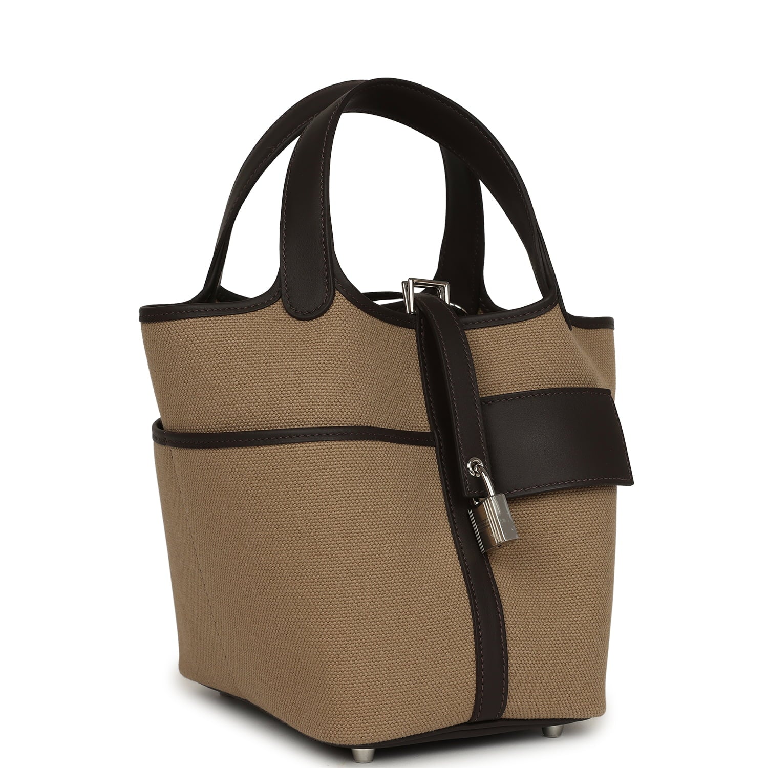 Hermes Picotin Cargo 18 Mousse Toile Canvas and Bai Brun Swift Palladium Hardware