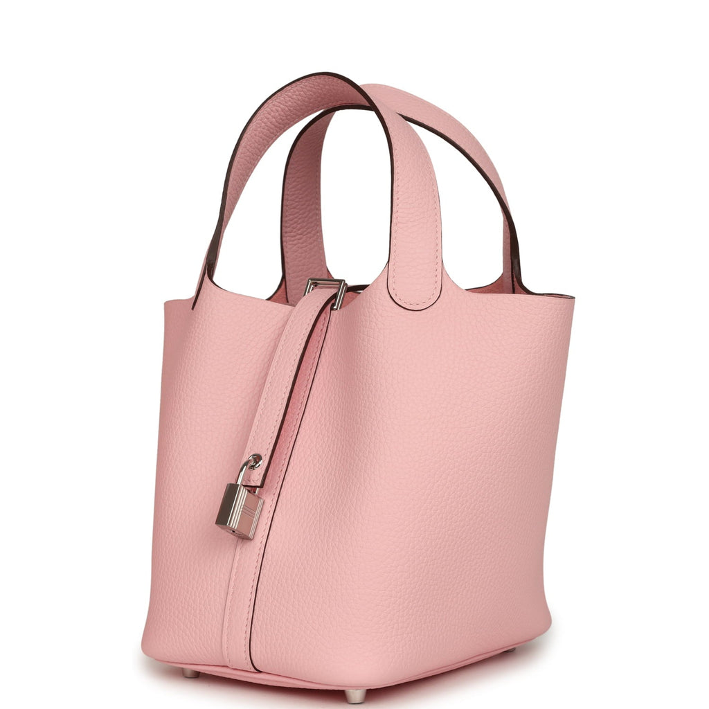 Hermes Picotin Lock 18 Rose Sakura Clemence Palladium Hardware
