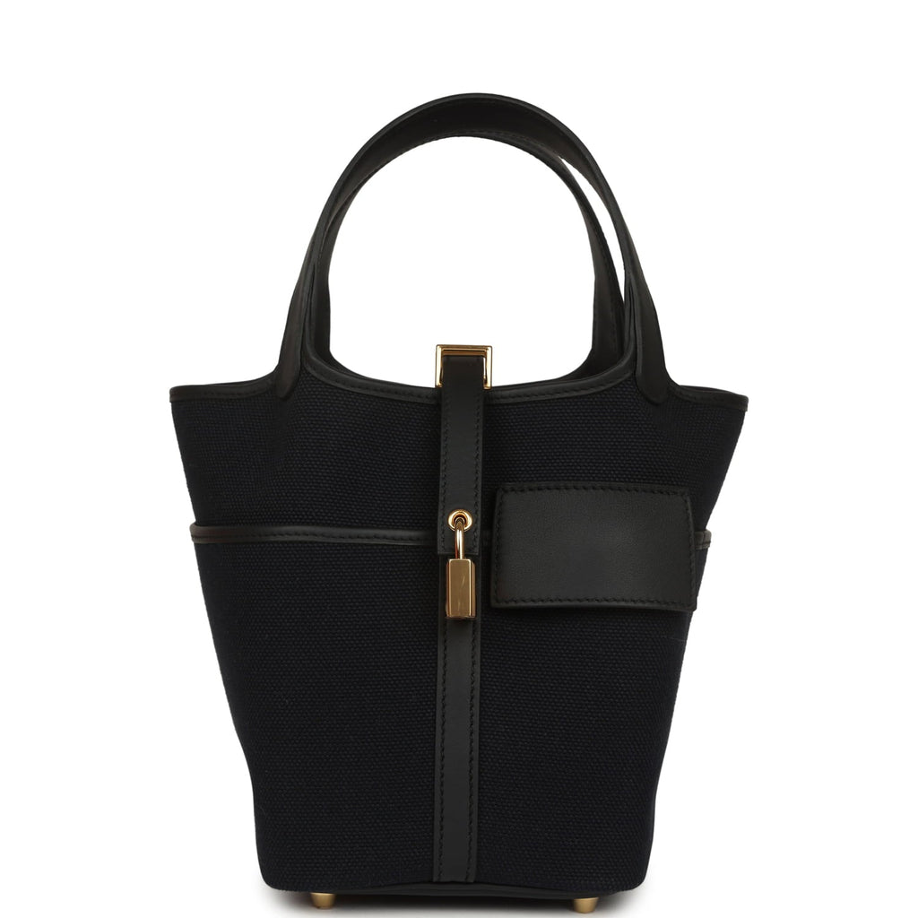 Hermes Picotin Cargo 18 Black Toile Goeland and Swift Gold Hardware