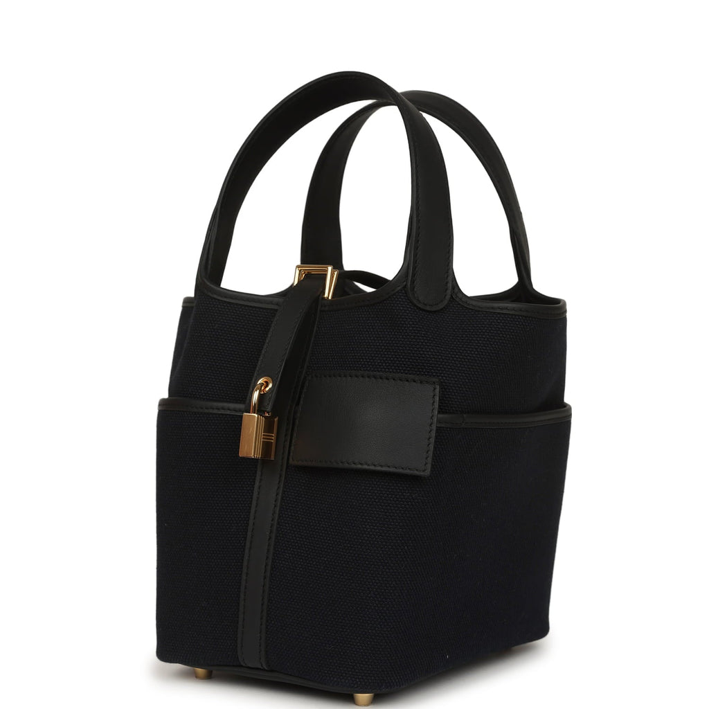 Hermes Picotin Cargo 18 Black Toile Goeland and Swift Gold Hardware