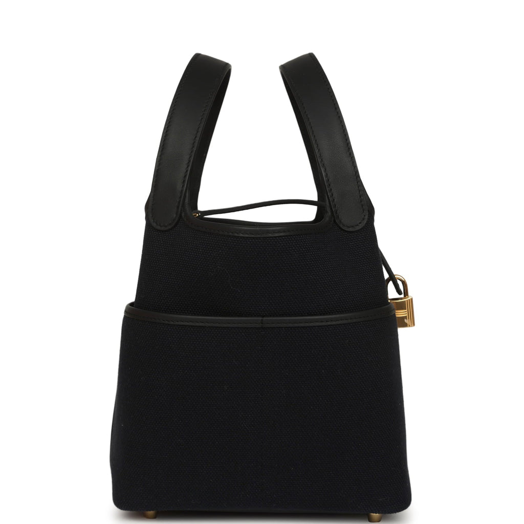 Hermes Picotin Cargo 18 Black Toile Goeland and Swift Gold Hardware