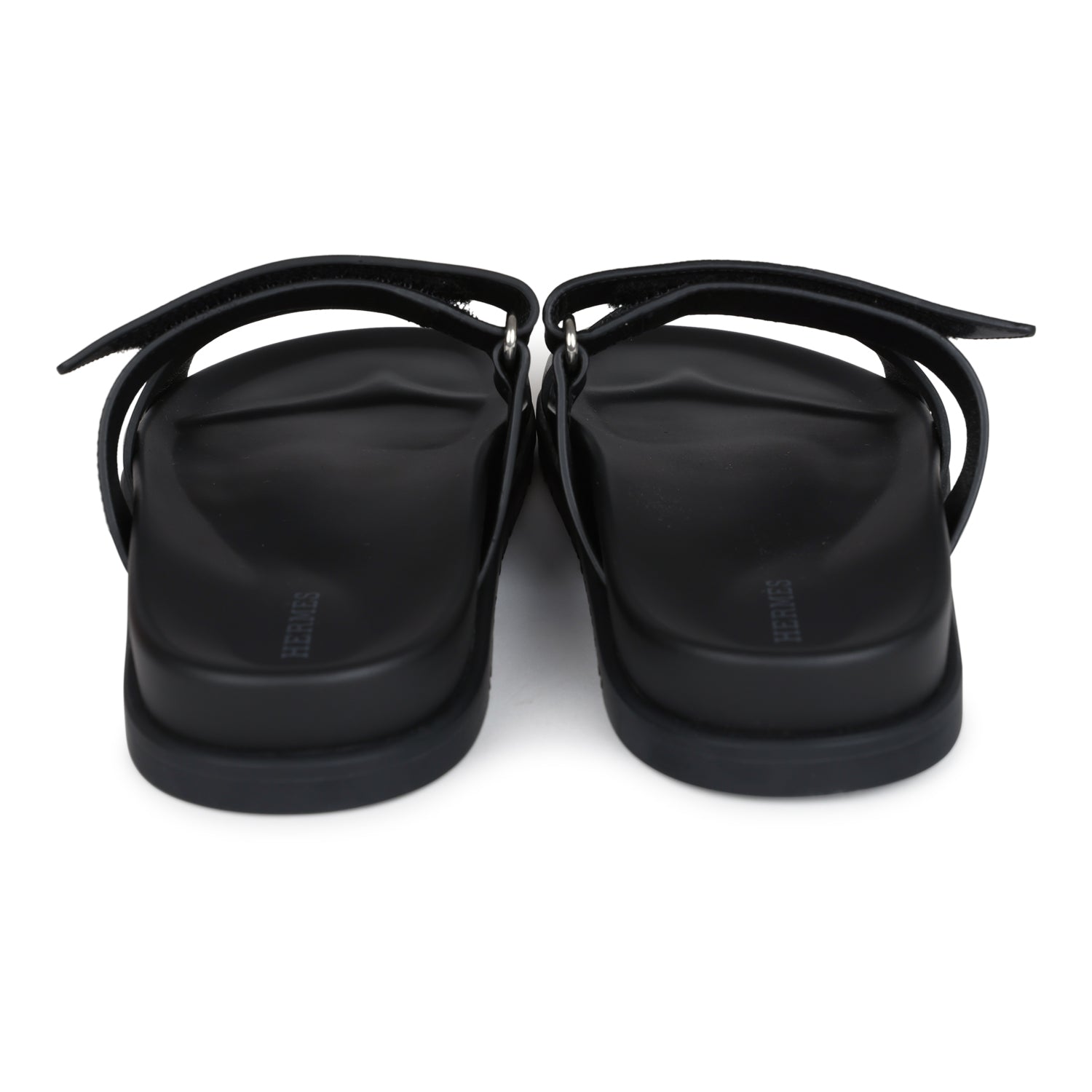 Hermes Chypre Techno Sandals Black Calfskin Palladium Hardware 38.5 EU