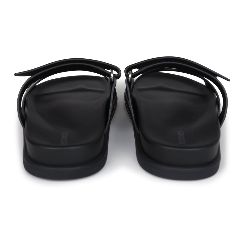 Hermes Chypre Techno Sandals Black Calfskin Palladium Hardware 38 EU